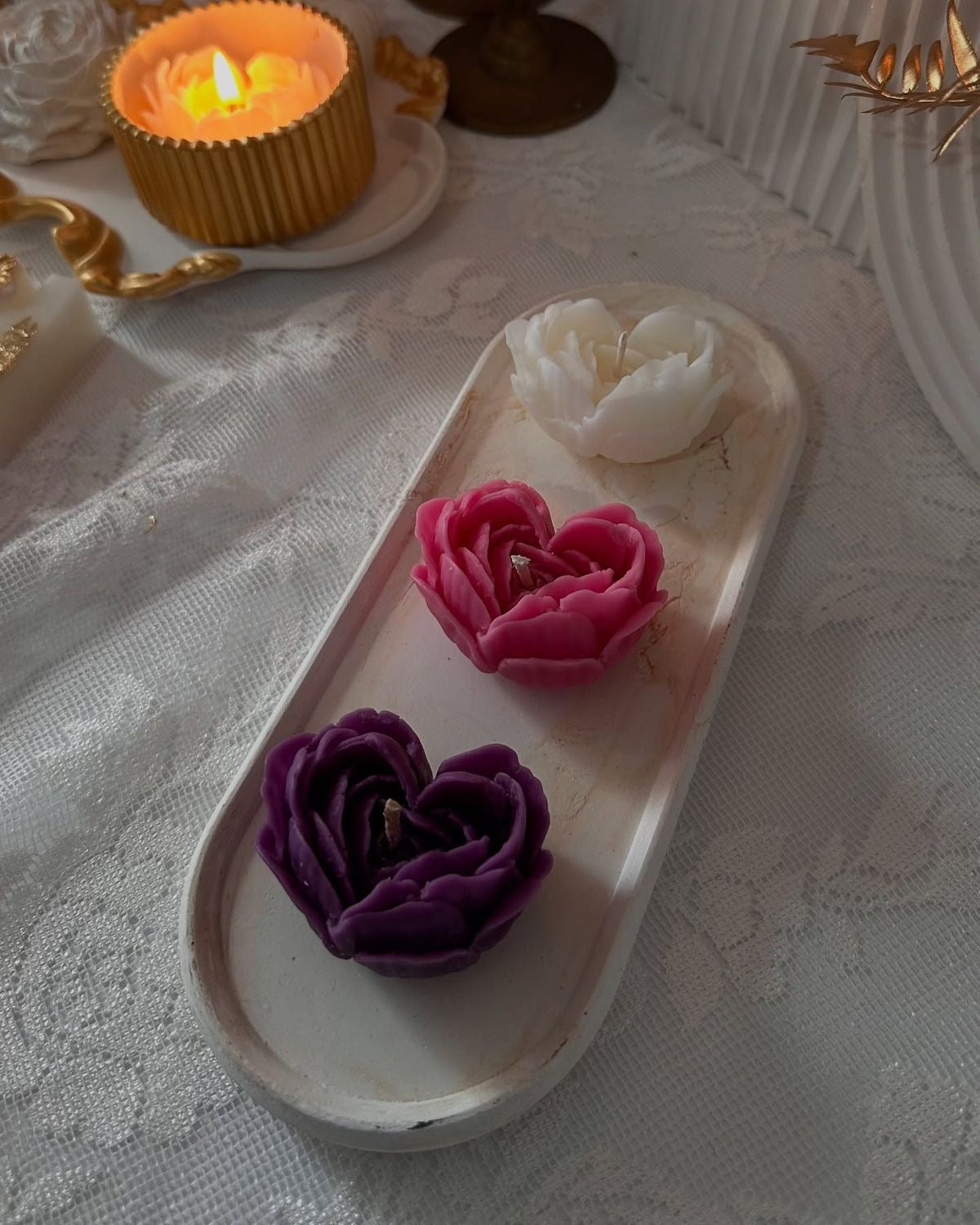 Rosette Candle- Pack of 3